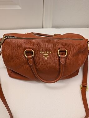 Prada Women's Leather Satchel Bag in Chestnut Brown